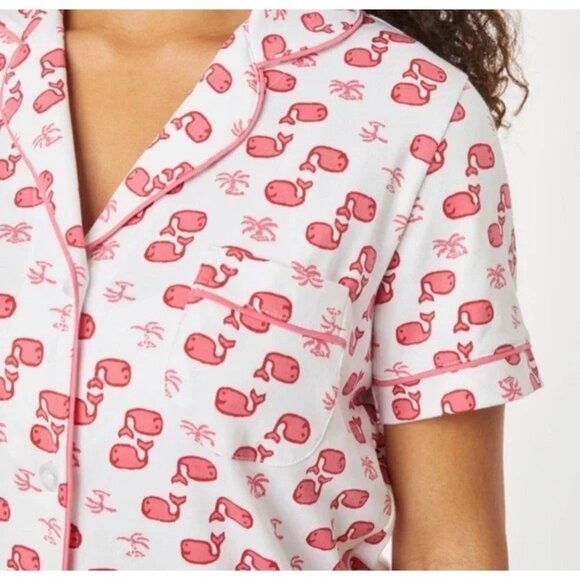 Roberta Roller Rabbit Other - Roller Rabbit Pink Moby Polo Pajamas Whale Short Sleeve Lounge Set Sz Small